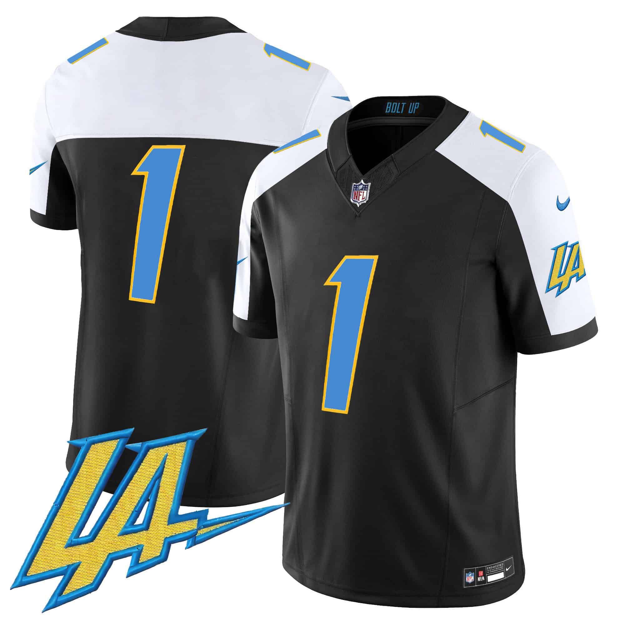 Men Los Angeles Chargers #1 No Name Black 2024 Nike Vapor Limited NFL Jersey